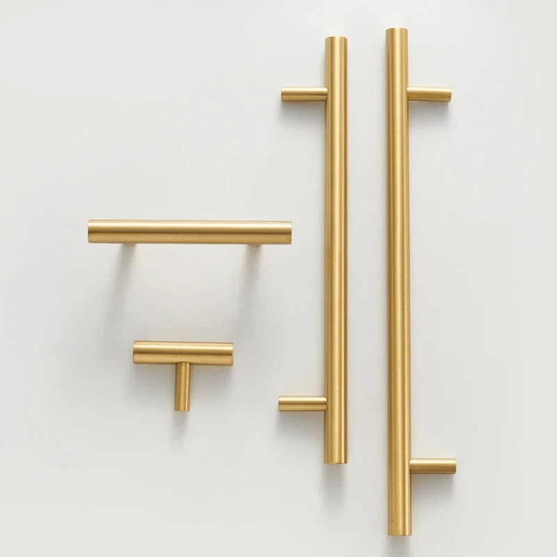 Poignée de Meuble Tubulaire Laiton Brossé Design Fin et Élégant