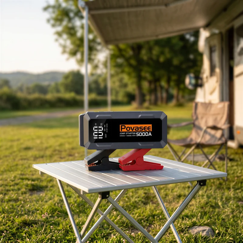 Povasee | Booster de démarrage 12V avec écran 3 pouces et double sortie USB