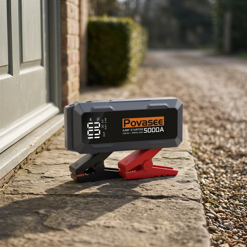 Povasee | Booster de démarrage 12V avec écran 3 pouces et double sortie USB