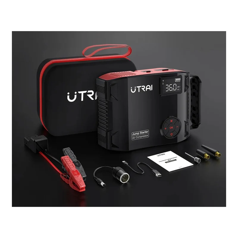 UTRAI | Booster de démarrage 4 en 1 avec compresseur 150 PSI, essence 8 L et diesel 6,5 L