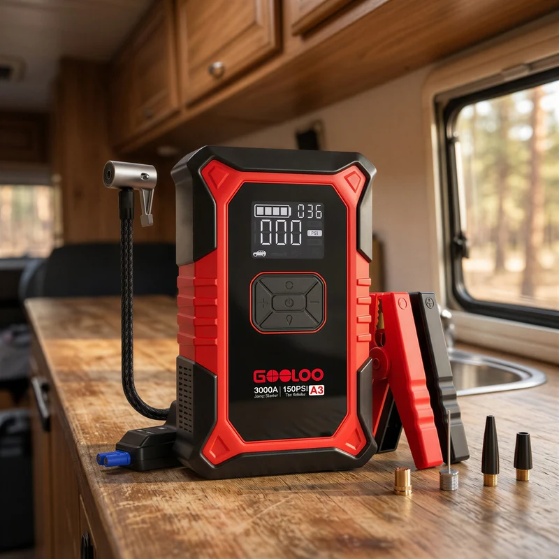 GOOLOO | Booster de démarrage essence 9 L et diesel 6,5 L, compresseur 150 PSI