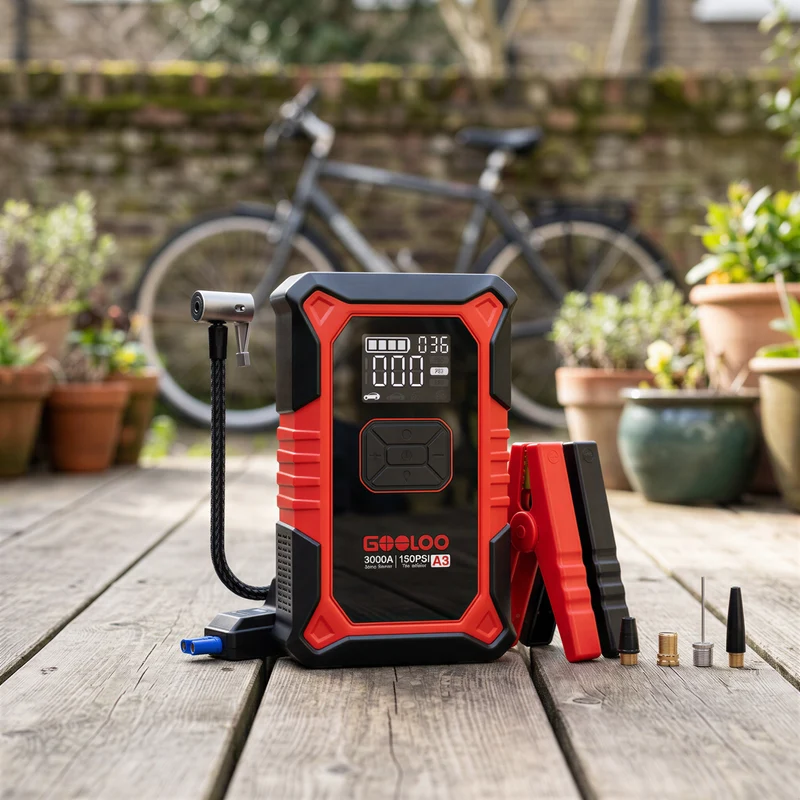 GOOLOO | Booster de démarrage essence 9 L et diesel 6,5 L, compresseur 150 PSI