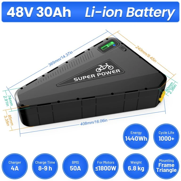 【EN STOCK UE】Batterie triangulaire P101 48 V 30 Ah BMS50A avec GPS, cellules LG5000, batterie Li-ion pour vélo électrique