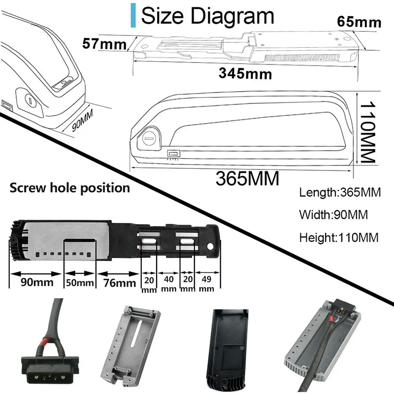 【EN STOCK AUX ÉTATS-UNIS】Batterie Li-ion Hailong S039-3 36 V/48 V 13 Ah 15 A BMS 25 A/BMS 30 A, cellules chinoises 2600 mAh avec chargeur 2 A