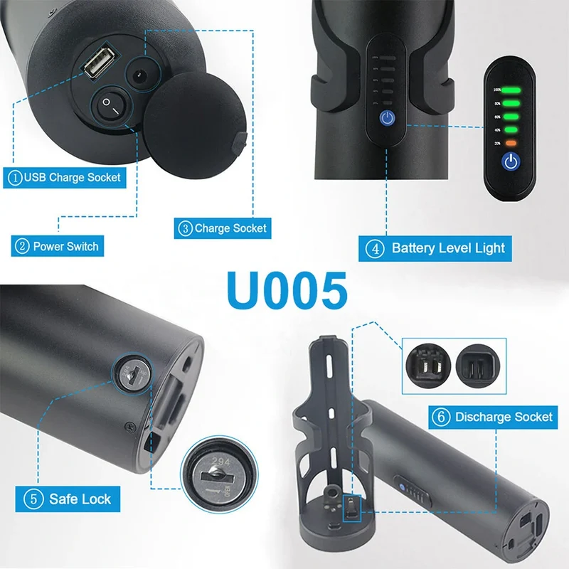 【STOCK UE】U005 36V-48V 5-10.5Ah Max 3500mAh Batterie de vélo électrique 42V2A-54.6V2A DC