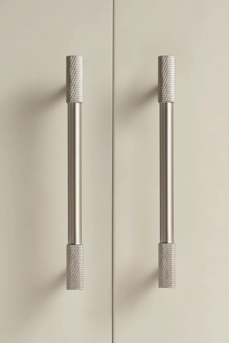 Poignée de Meuble à Extrémités Moletées Gris Inox