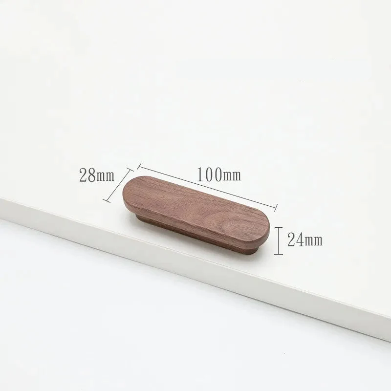 Poignée de meuble ultra plate en bois couleur noyer