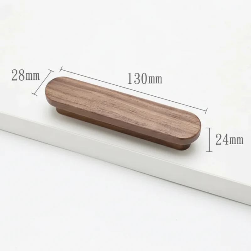 Poignée de meuble ultra plate en bois couleur noyer