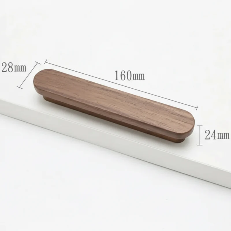 Poignée de meuble ultra plate en bois couleur noyer