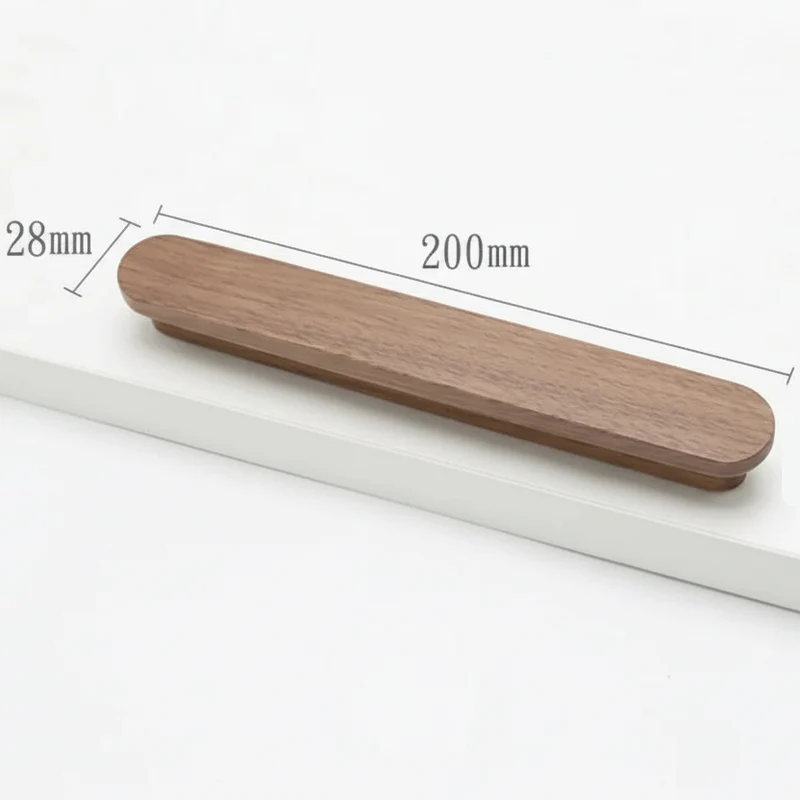 Poignée de meuble ultra plate en bois couleur noyer