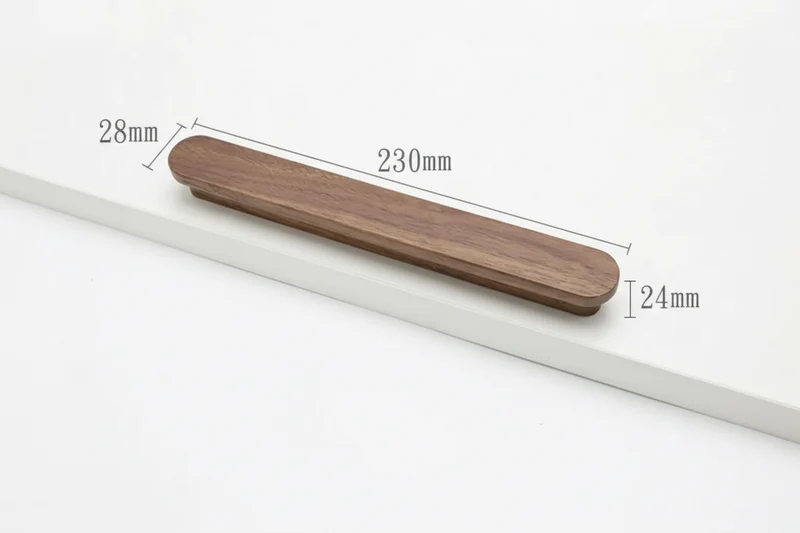 Poignée de meuble ultra plate en bois couleur noyer
