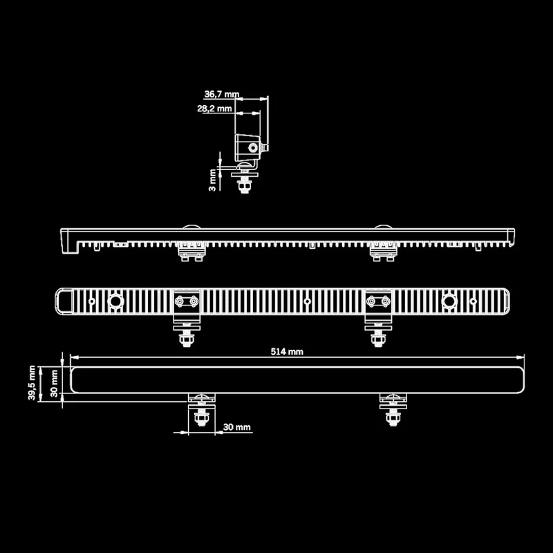 Barre lumineuse LED Strands Nuuk E-Line à profil bas / 20"