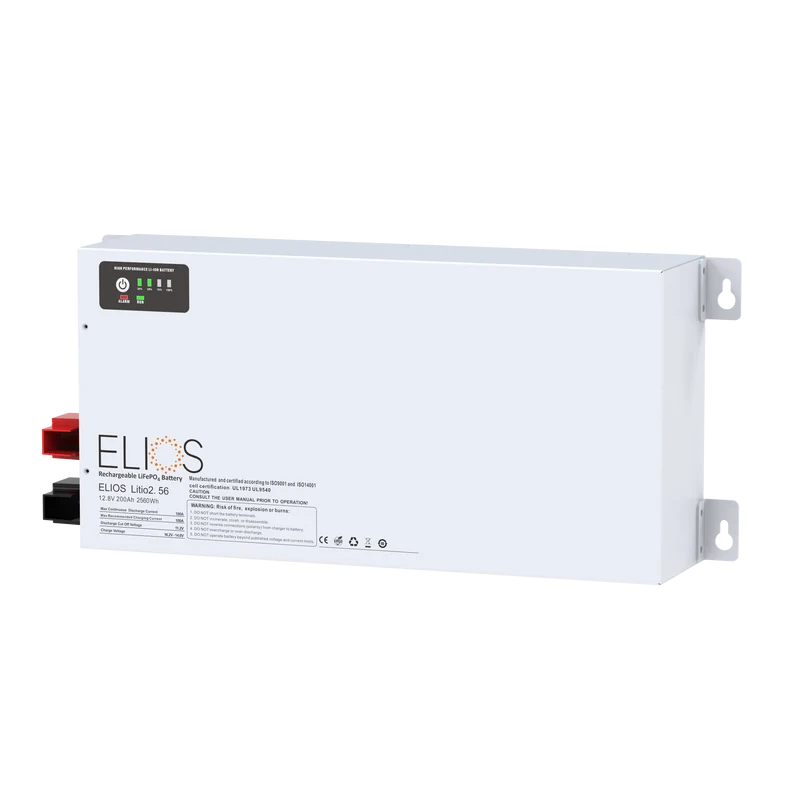 Elios Litio2.56H-BT | 12.8V 200Ah/ 2560Wh Heated Bluetooth LiFePO4 Battery | Super Slim 4.75’’