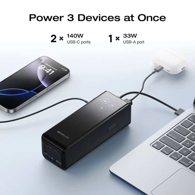 EcoFlow RAPID Power Bank (25,000mAh, 170W) + 140W Charger + 240W Cable