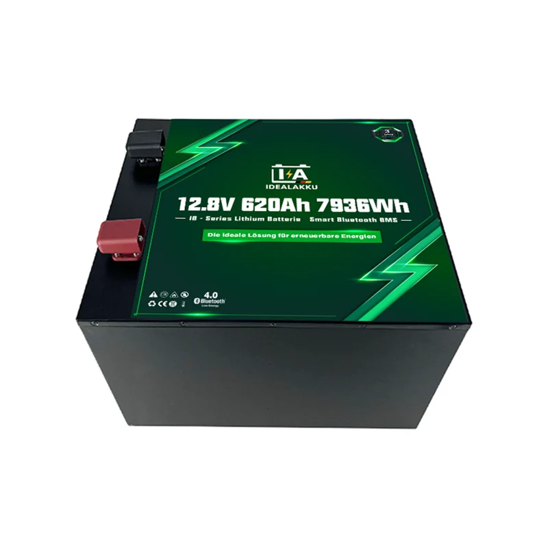 Batterie Lithium LiFePO4 12.8V 620Ah 7936Wh – IDEALAKKU IB-12-620 avec BMS Bluetooth – Remplacement Gel AGM