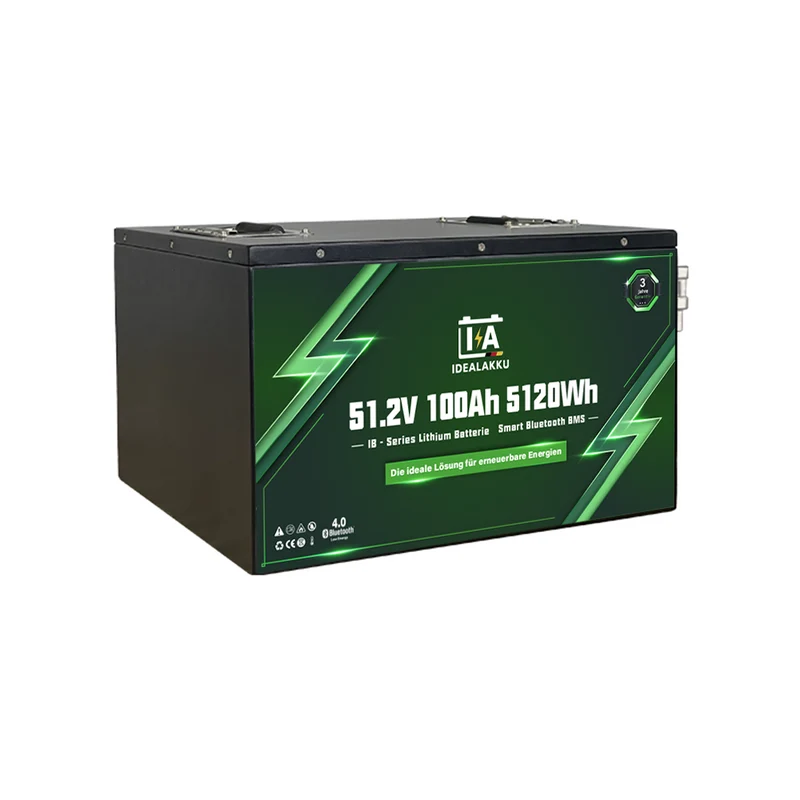 Batterie Lithium LiFePO4 48V 100Ah IDEALAKKU IB-48-100 Bluetooth BMS intégré – Remplacement AGM GEL