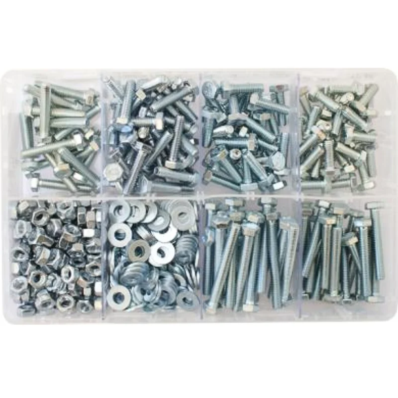 Boîte assortie de quincaillerie M6 - Vis de fixation, écrous et rondelles plates (150)