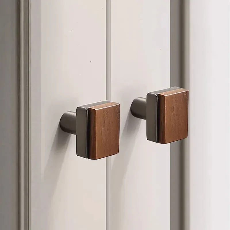 Poignée de Meuble en Bois de noyer & Gris anthracite