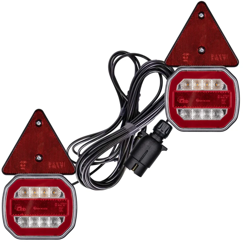 Kit de feu de remorque magnétique néon et triangle avec câble de 7.5 m / 7 pôles