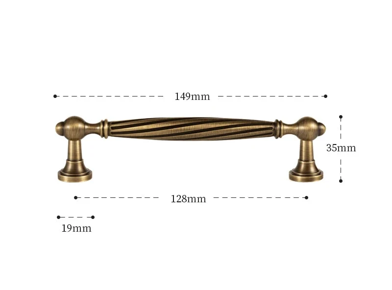 Poignée de meuble torsadée en laiton, effet bronze