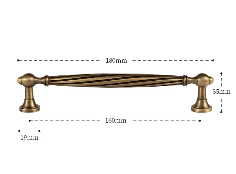 Poignée de meuble torsadée en laiton, effet bronze