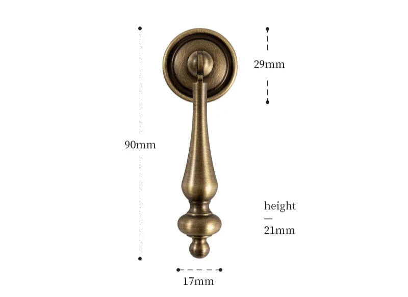 Poignée de meuble antique bronze brossé