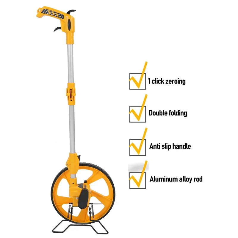 Legit Measuring Wheel With One Key Reset Foldable Distance Counter Up To 9999 Meters Killer Precision For Construction Sites Yards And Landscaping Projects Solid Gearbox And Sweet Rolling Action