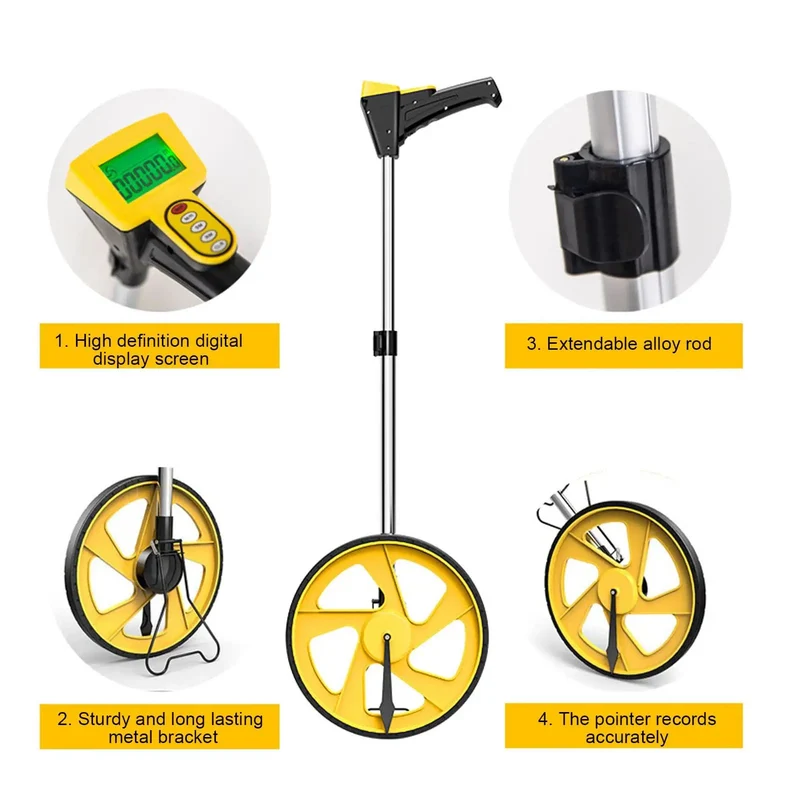 Pro Grade Digital Measuring Wheel With Backlit LCD Display And Memory Storage Tracks Distances Up To 99999 Feet No Fuss With A Fold Away Handle Ideal For Surveying Construction And Landscaping Jobs