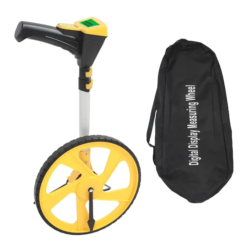 Pro Grade Digital Measuring Wheel With Backlit LCD Display And Memory Storage Tracks Distances Up To 99999 Feet No Fuss With A Fold Away Handle Ideal For Surveying Construction And Landscaping Jobs