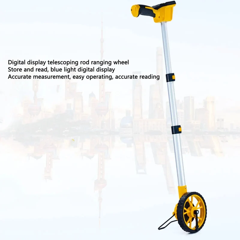 Heavy Duty Digital Measuring Wheel With Bright Backlit Display And Seven Modes For Rough Terrain Surveying Job Site Ready Rolling Tape Lock On Distances Quick Feet Or Meter Readouts For Pros