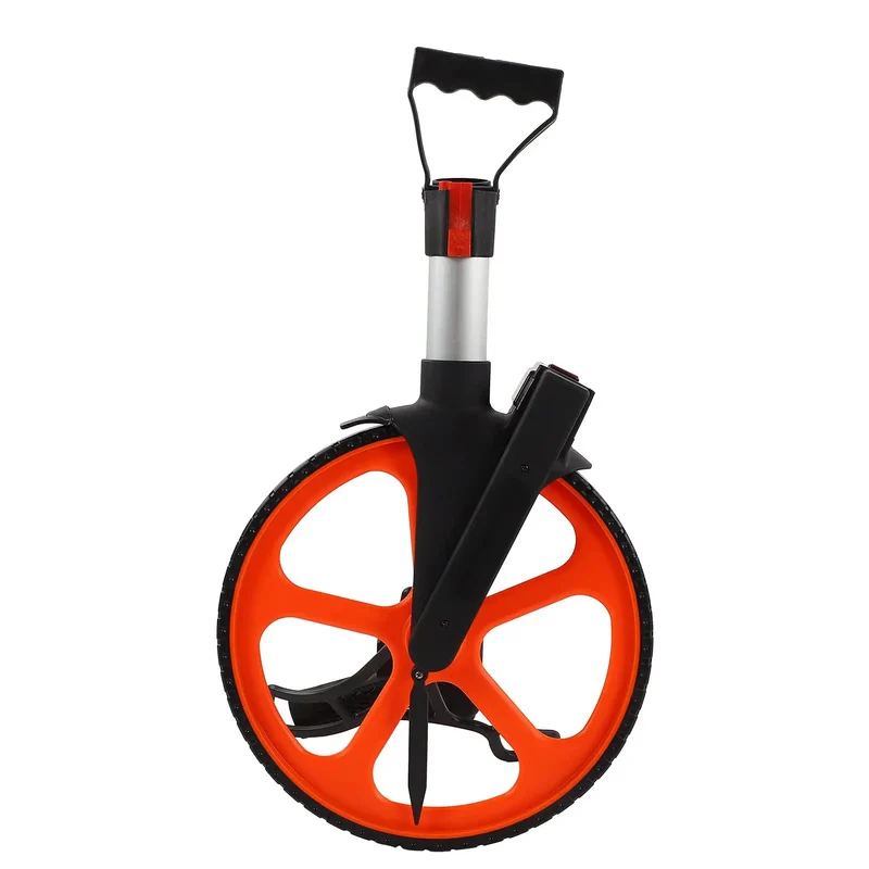 Hella Durable Handheld Mechanical Measuring Wheel For Rugged Field Road Surveys Up To Nine Thousand Meters Tracks Distances Smoothly On Paved Sidewalks With Heavy Duty Nylon And Aluminum To Get Your Landscaping Work Done Straight Up Accurately