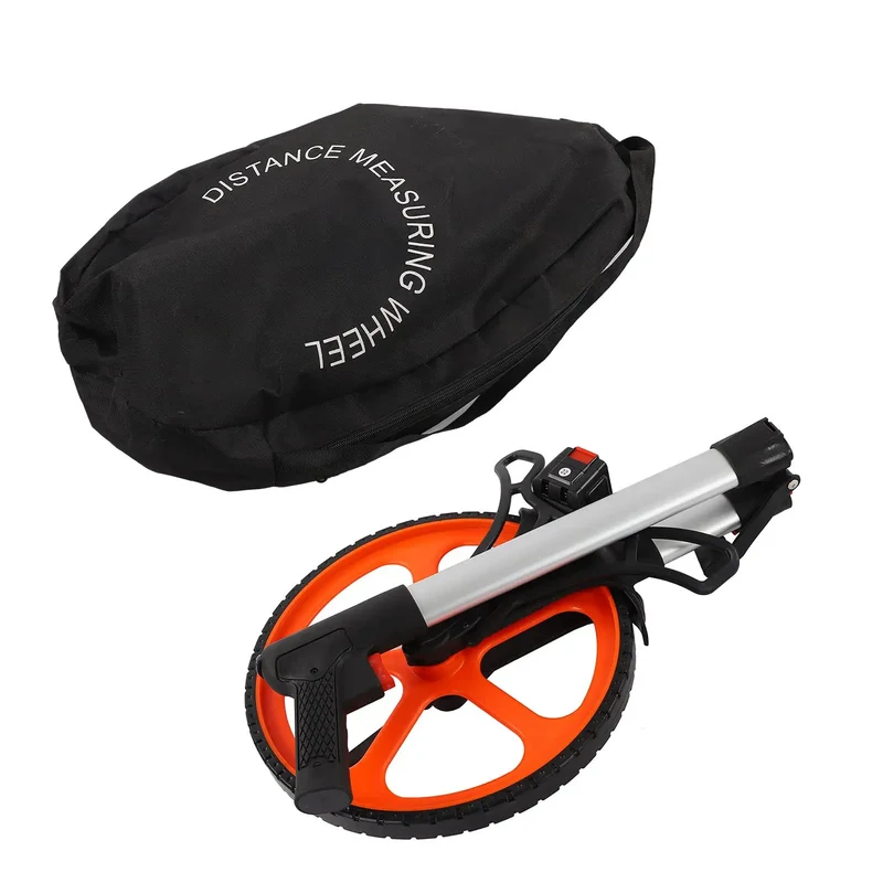 Hella Durable Handheld Mechanical Measuring Wheel For Rugged Field Road Surveys Up To Nine Thousand Meters Tracks Distances Smoothly On Paved Sidewalks With Heavy Duty Nylon And Aluminum To Get Your Landscaping Work Done Straight Up Accurately