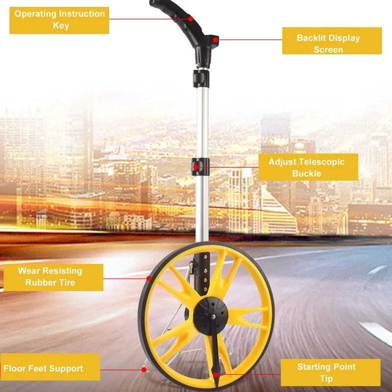 Professional Digital Distance Measuring Wheel Featuring Easy Peasy One Click Foldaway Design And Hella Accurate Readings Up To 99999 Point Zero Meters Or Feet For Survey Teams And Trade Professionals Seeking Rock Reliable Equipment