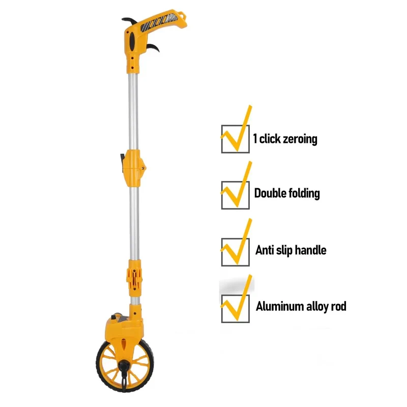 Heavy Duty Folding Measuring Wheel With Rock Solid Build And Smooth Roll Mechanics Covering Up To 9999.9m For Contractors Landscapers And Pro Level DIY Projects On The Go