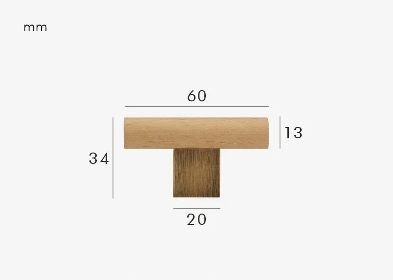 Poignée de meuble en bois & bronze brossé
