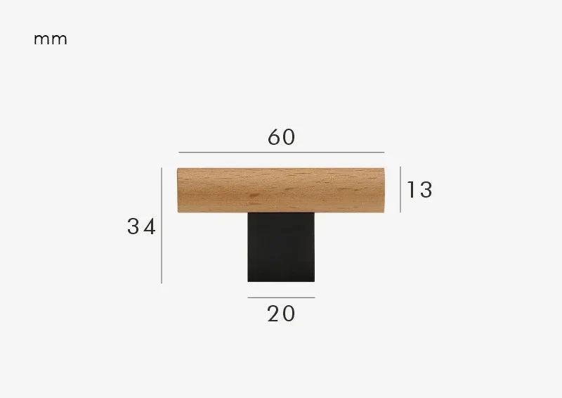 Poignée de meuble bois & laiton noir