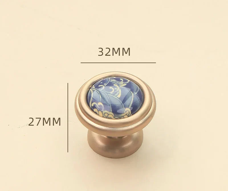 Poignée de meuble en céramique bleue