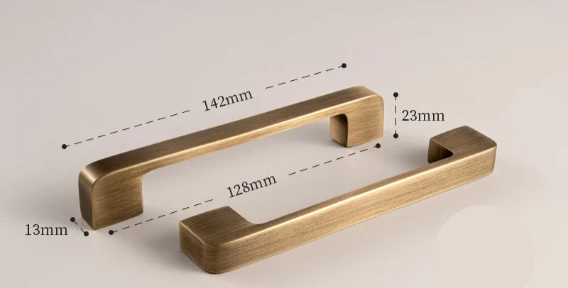 Poignée de meuble rectangulaire en laiton effet Bronze