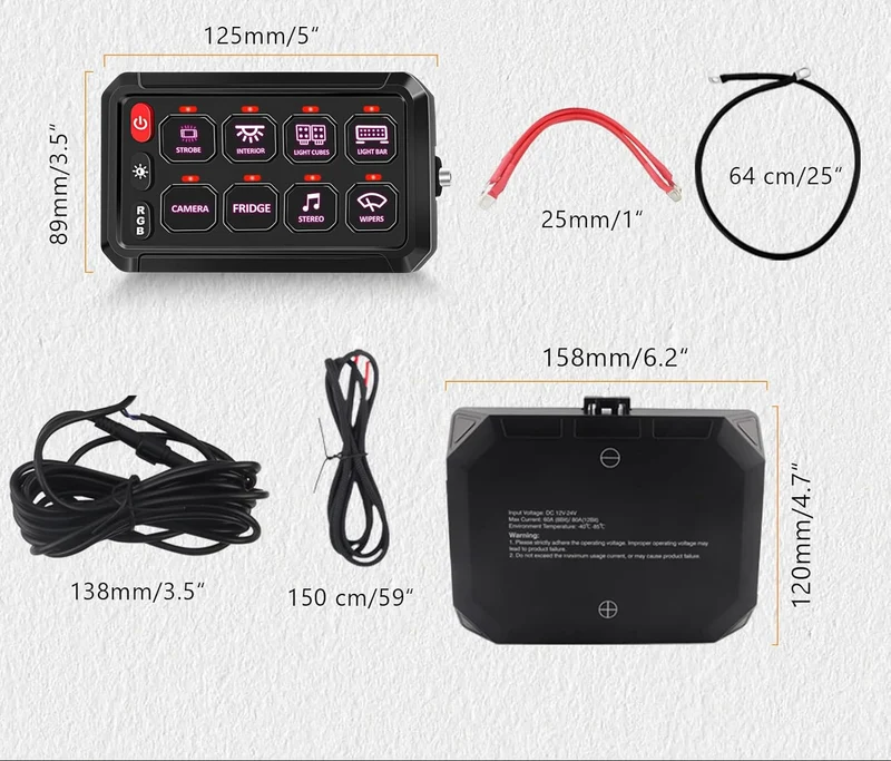 Kit connecté Boitier de distribution / Panneau d'interrupteurs - 8 sorties + Bluetooth - spécial camping-cars et vans aménagés