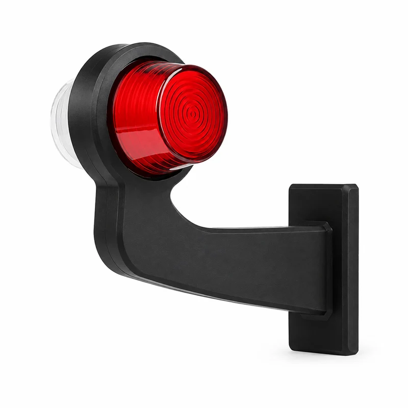 Feux de position à LED danois de style ancien avec contour et lentilles néon rouges et transparentes