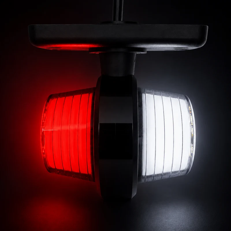 Feu de position court à LED danois style rétro / Lentille néon rouge et blanche
