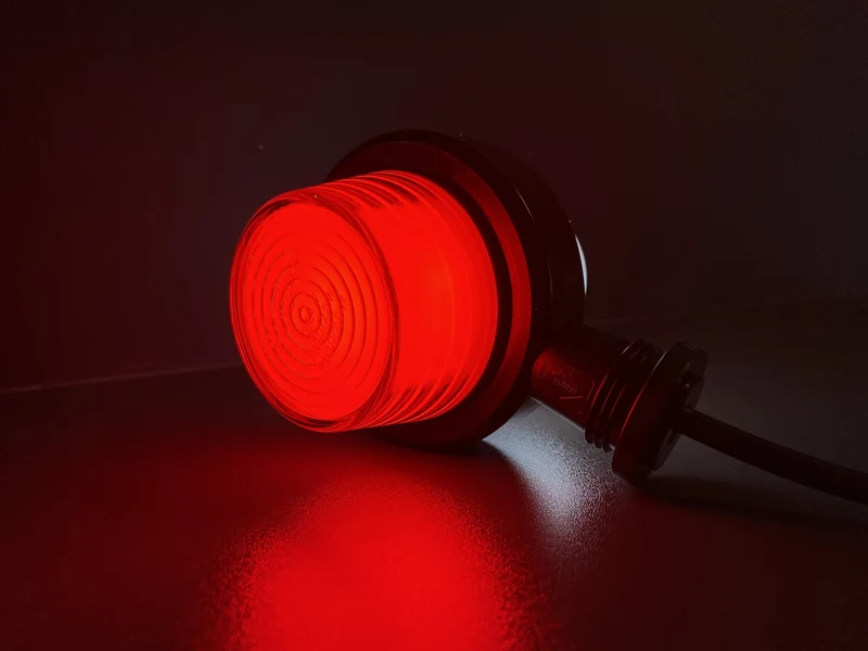 Feu de position court à LED danois style rétro / Lentille néon rouge et blanche