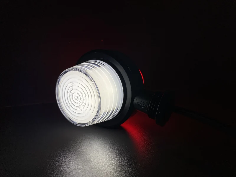 Feu de position court à LED danois style rétro / Lentille néon rouge et blanche