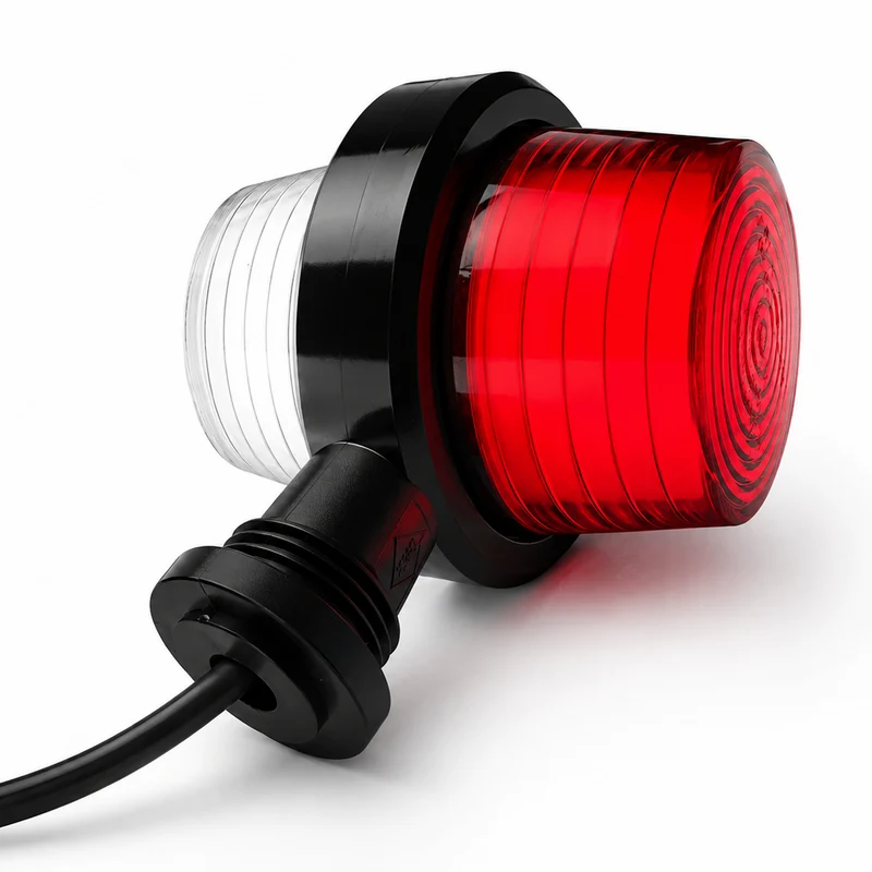 Feu de position court à LED danois style rétro / Lentille néon rouge et blanche
