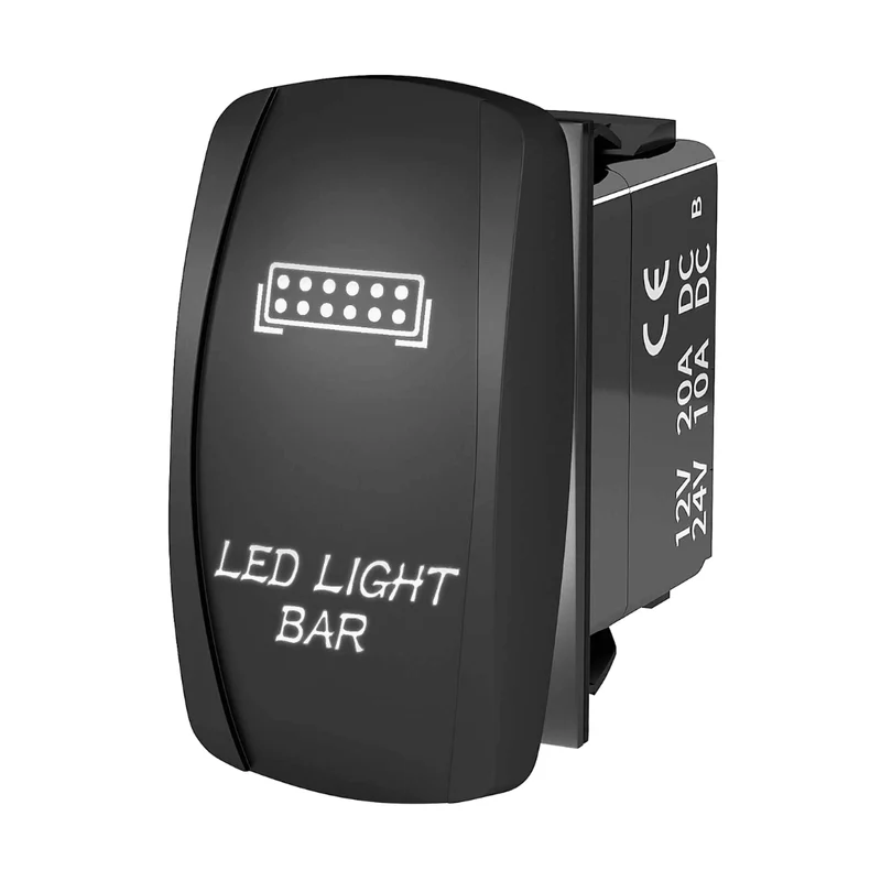 Interrupteur à bascule rectangulaire marche/arrêt avec LED / barre lumineuse