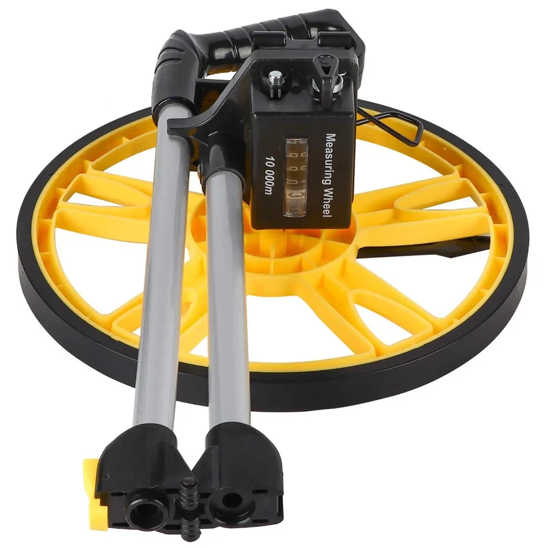 Heavy Duty Distance Measuring Wheel With Foldable Handle And 1 Meter Per Revolution TPR Anti Slip Tire For Smooth Rolling On Paved Surfaces Or Rough Terrain Grab And Go Survey Tool