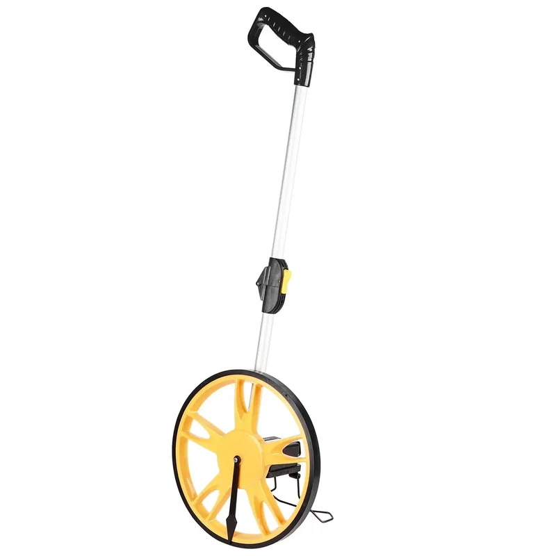 Heavy Duty Distance Measuring Wheel With Foldable Handle And 1 Meter Per Revolution TPR Anti Slip Tire For Smooth Rolling On Paved Surfaces Or Rough Terrain Grab And Go Survey Tool