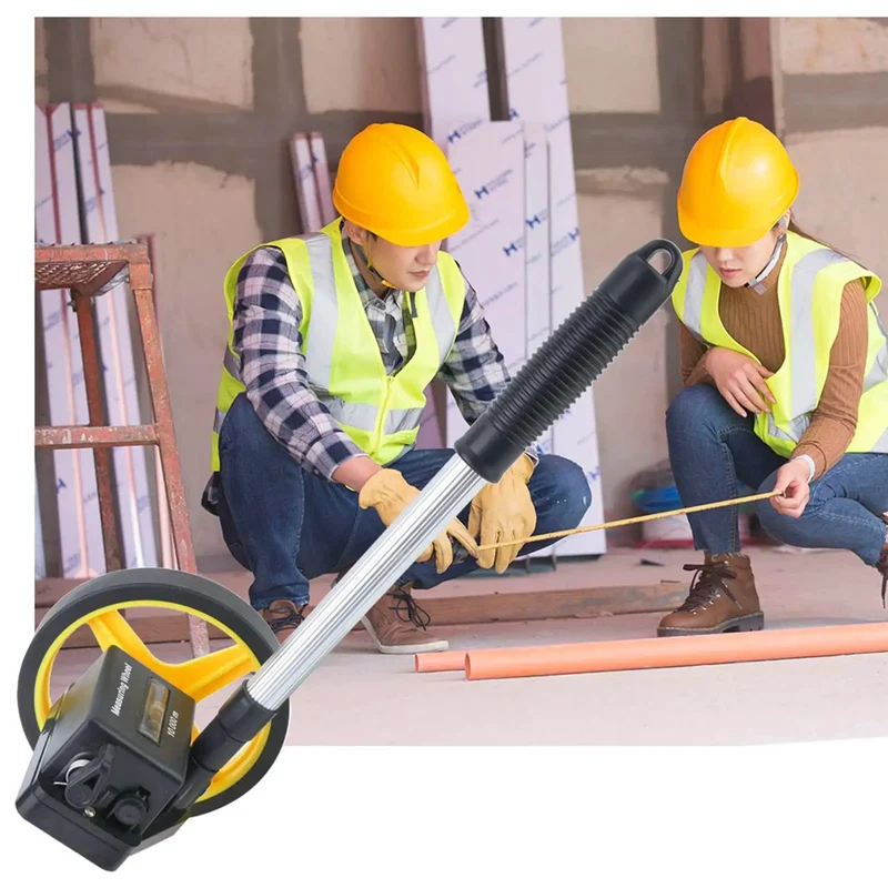 Precision Measuring Wheel With Telescopic Handle And Thick Anti Skid Tpr Roller Boasts Hella Durable Build Delivers Dead On Readings Up To 9999 Point 9 Meters For Land Surveys