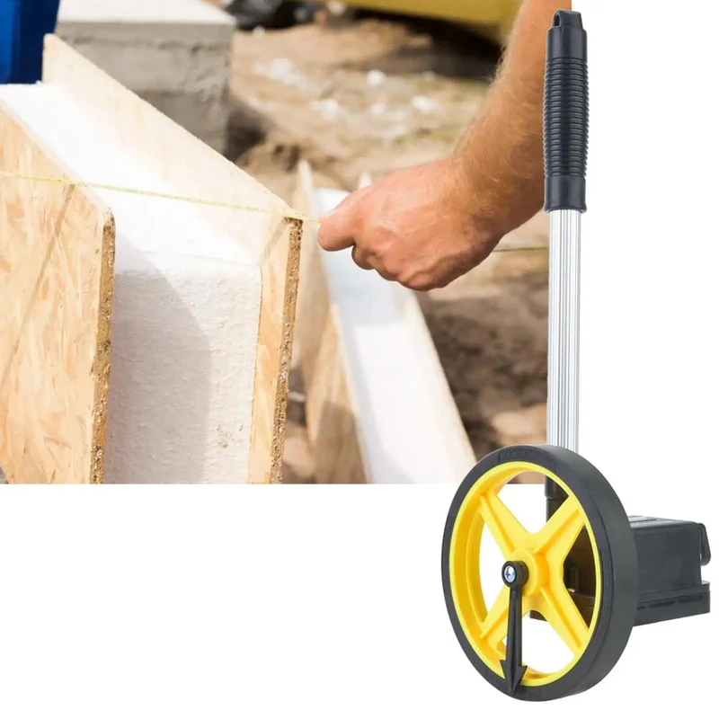 Precision Measuring Wheel With Telescopic Handle And Thick Anti Skid Tpr Roller Boasts Hella Durable Build Delivers Dead On Readings Up To 9999 Point 9 Meters For Land Surveys