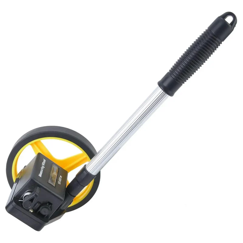 Precision Measuring Wheel With Telescopic Handle And Thick Anti Skid Tpr Roller Boasts Hella Durable Build Delivers Dead On Readings Up To 9999 Point 9 Meters For Land Surveys